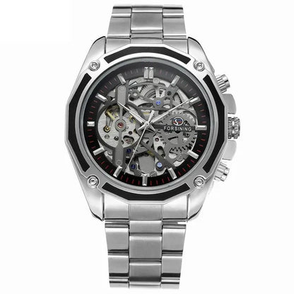 Top Forsining Mechanical Watches Automatic Men's Skeleton Waterproof Stainless Steel Watch Relogio Masculino