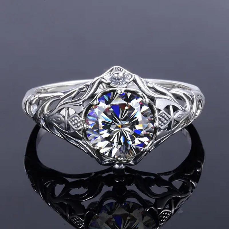 2017 Romantic Antique Female Ring 2ct AAAAA White Created Zircon 925 Sterling Silver Engagement Wedding Band Ring For Women