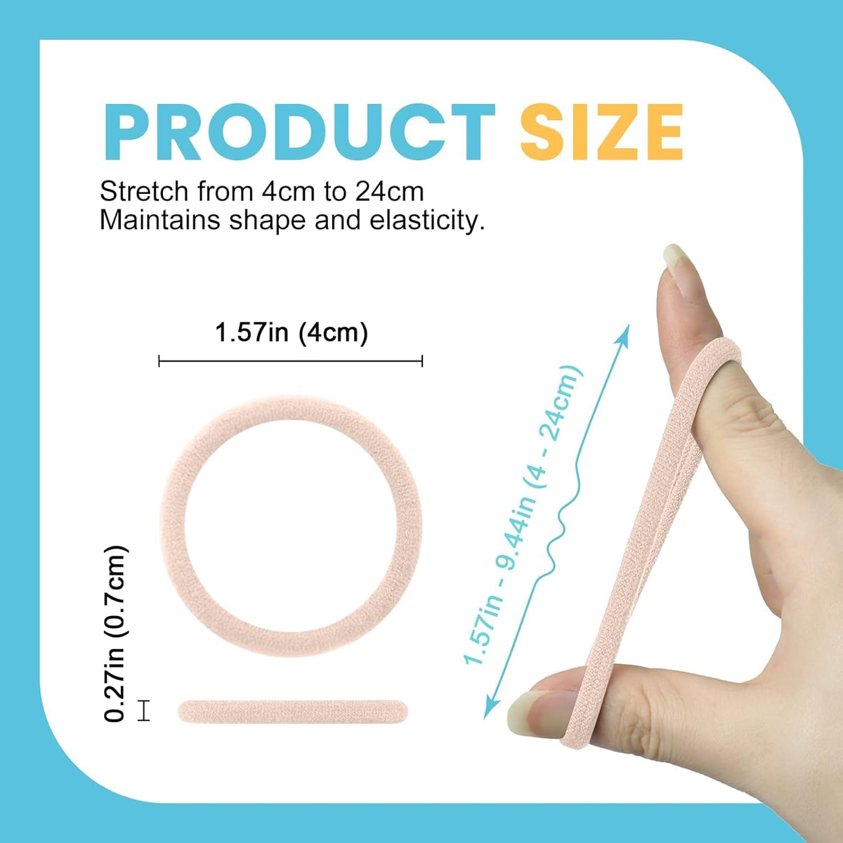 Soft Large Seamless Hair Ties, Gentle Stretch Nylon Ponytail Holder Bands for Thick Heavy Curly Hair, No Slip No Damage Scrunchies Headbands 100 Pcs (Light Blonde)