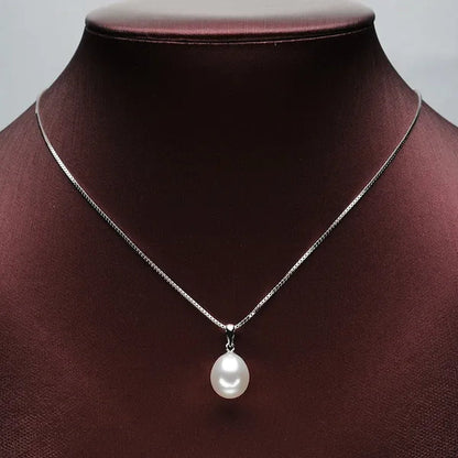 Classic 925 Sterling Silver Chain with Natural Cultured Pearl Pendant Necklace for Women Fine Jewelry Gifts FEIGE