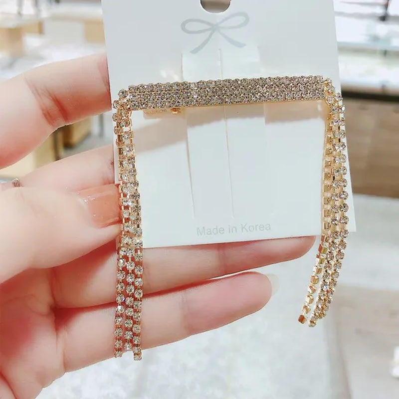 New Diamond Inlaid Female Tassel Hairpin Back Hairpin Suit Brooch Accessory Clip Dual Purpose