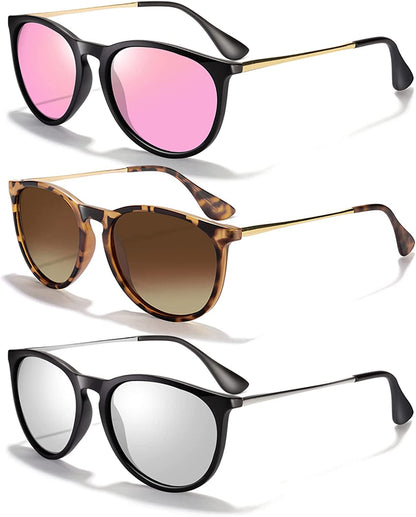 Sunglasses Womens Men Polarized UV Protection Trendy Vintage Retro Round Mirrored Lens Sunglasses For Women