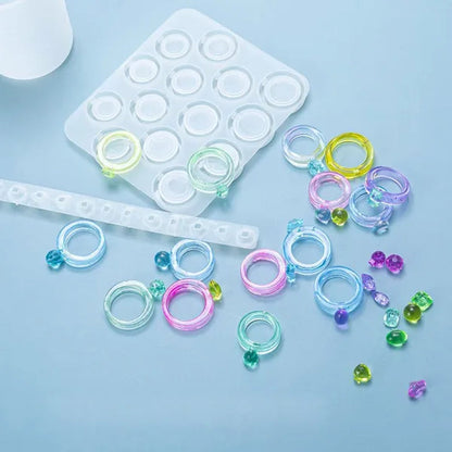 1 Set Valentine's Day Rings UV Crystal Epoxy Mold Dove Egg Diamond Ring Silicone Mould DIY Crafts Jewelry Pendants Earrings Necklace Casting Tools GZQ