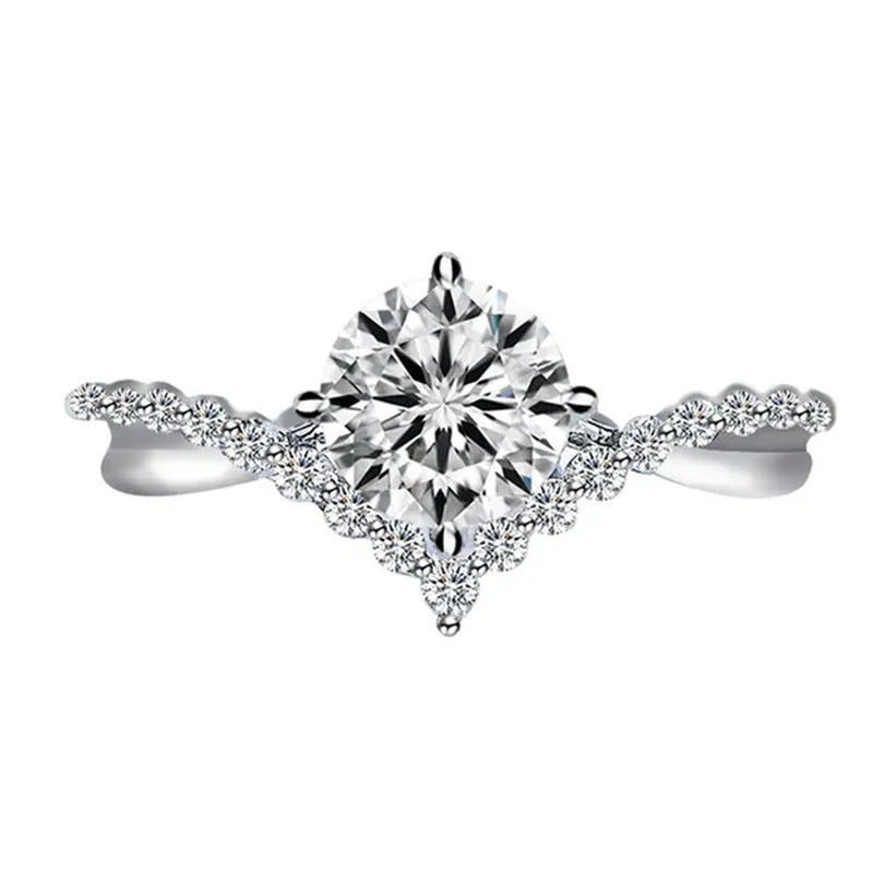 Luxury Bride Jewelry Trendy 925 Sterling Silver Criss Cross Ring White Sapphire Eternity Diamond Engagement Rings for Women Wedding Accessories Anniversary Party Gift