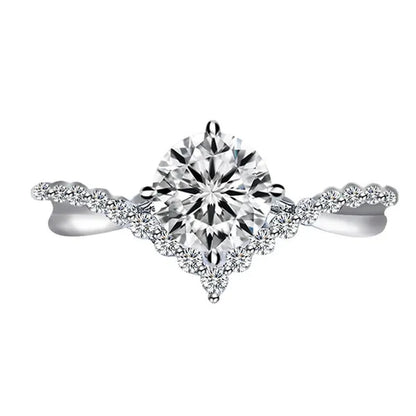 Luxury Bride Jewelry Trendy 925 Sterling Silver Criss Cross Ring White Sapphire Eternity Diamond Engagement Rings for Women Wedding Accessories Anniversary Party Gift