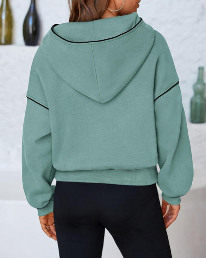Women'S Casual Sweatshirt 2024 Fall Winter Clothes Long Sleeve Loose Fit Cropped Y2K Pullover Hoodies