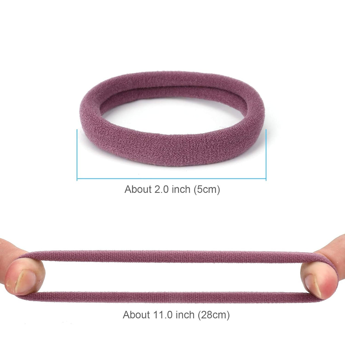 50PCS Large Hair Ties, Thick Cotton Seamless Hair Ties, Hair Elastic Ponytail Holders, No Damage for Thick Heavy Hair, 2 Inch in Diameter, 5 Colors