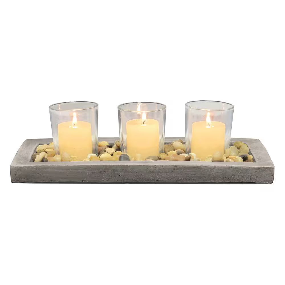 5 In. D Votive Candle Holder Set with Tray