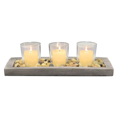 5 In. D Votive Candle Holder Set with Tray