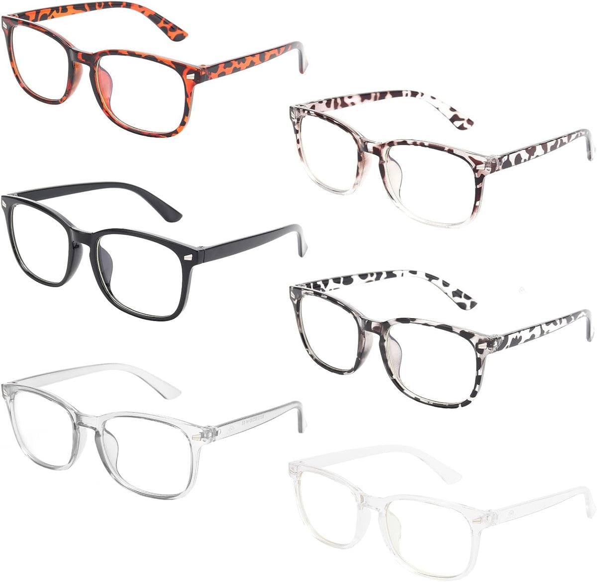 6 Pack Blue Light Blocking Glasses for Computer Gaming, Fashion Fake Anti Eye Strain Eyeglasses for Women Men (6 Pack Mix-01)
