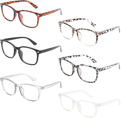 6 Pack Blue Light Blocking Glasses for Computer Gaming, Fashion Fake Anti Eye Strain Eyeglasses for Women Men (6 Pack Mix-01)