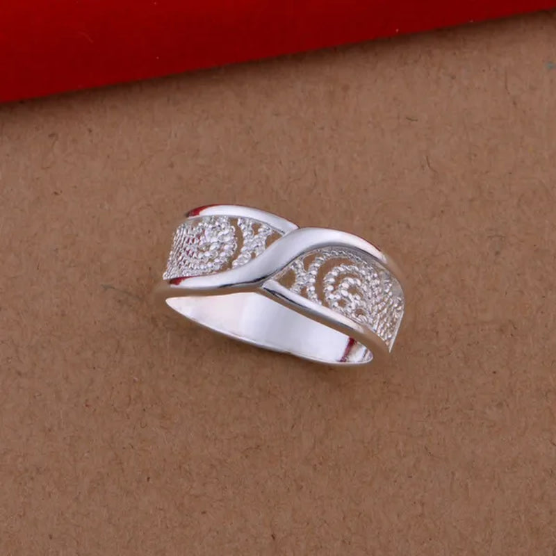 Gorgeous Rounded Hollow Shiny Ring Wholesale Price Fashion 925 Jewelry 925 Sterling Silver Rings for women Engagemetn/Wedding Party Jewelry Gift