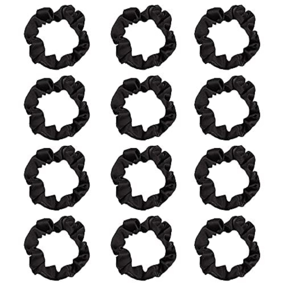 12Pcs Satin Hair Scrunchies, Black Scrunchies Hair Ties Elastic Hair Bands Ponytail Holder Hair Accessories Teen Girl Gifts Trendy Stuff