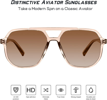 Oversized Aviator Sunglasses for Women and Men with Polarized Lens MS52243