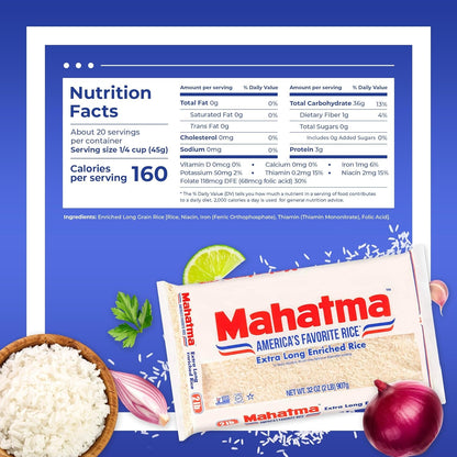 Extra-Long-Grain Rice 2-Pound Rice Bag, Gluten-Free and Non-Gmo White Rice Bulk Bag, 1 Bag of Rice