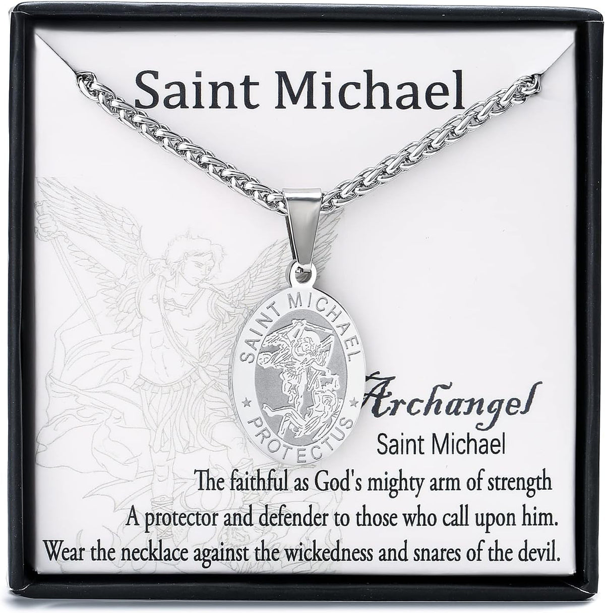 Saint Christopher/Michael/Anthony/Jude/Joseph Medal Necklace for Men Women，Stainless Steel Oval Saint Patron Medal Religious Catholic Amulet Gifts