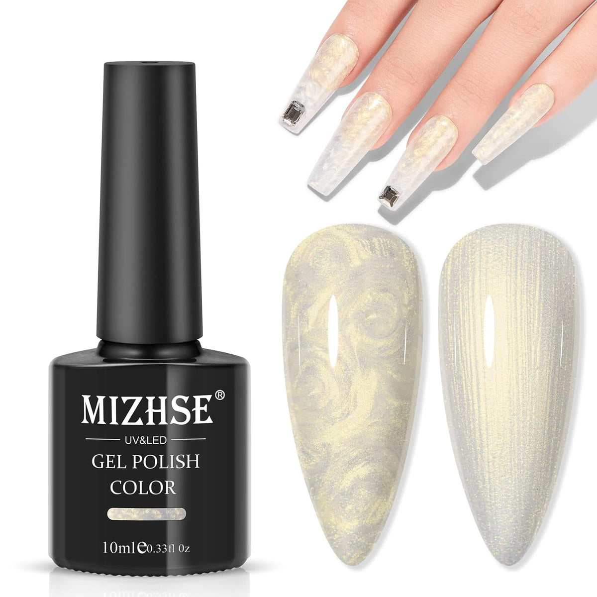 Pearl White Gel Nail Polish Mermaid Shimmer Glitter Drawing Gel Polish Shell Thread UV LED Nail Gel Polish For Home DIY Nail Salon