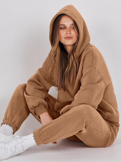 Womens 2 Piece Outfits Lounge Hoodie Oversized Sweatshirt Jogger Sweatpants Y2K Tracksuit Sweatsuit Set Fall Clothes