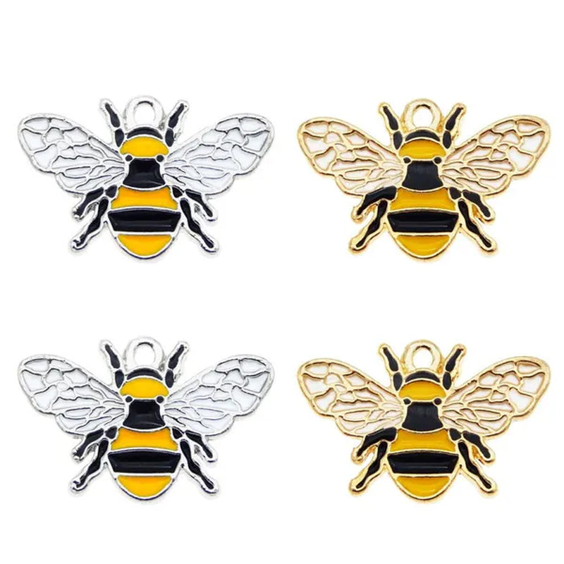 20pcs Enamel Bee Animal Pendant Alloy Charms For Women Bracelet Making Accessory Handmade DIY Findings 17*26mm