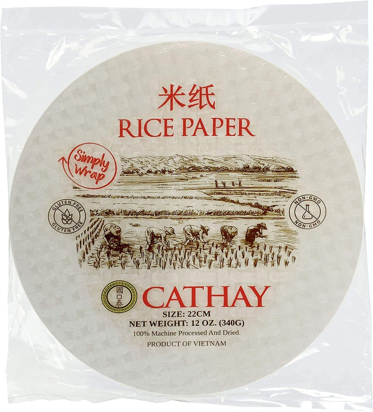 Fresh Spring Roll Rice Paper Wrappers 30 Sheets | Non-Gmo, Gluten-Free, Low Carb, Natural Ingredients | Vietnamese Summer Veggie Wraps