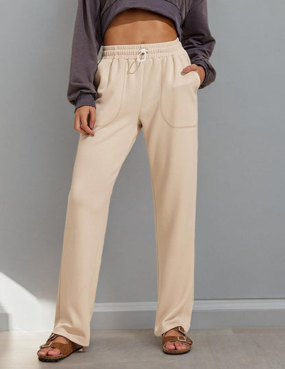 Womens Straight Leg Sweatpants Casual Athletic Workout Pants Stretch Soft Lounge Pants with Pockets