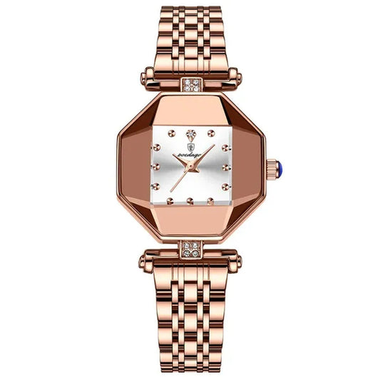 POEDAGAR Rose Gold Fashion Women Watch Stainless Stain Waterproof Ladies Quartz Watches Luxury Female Wristwatch
