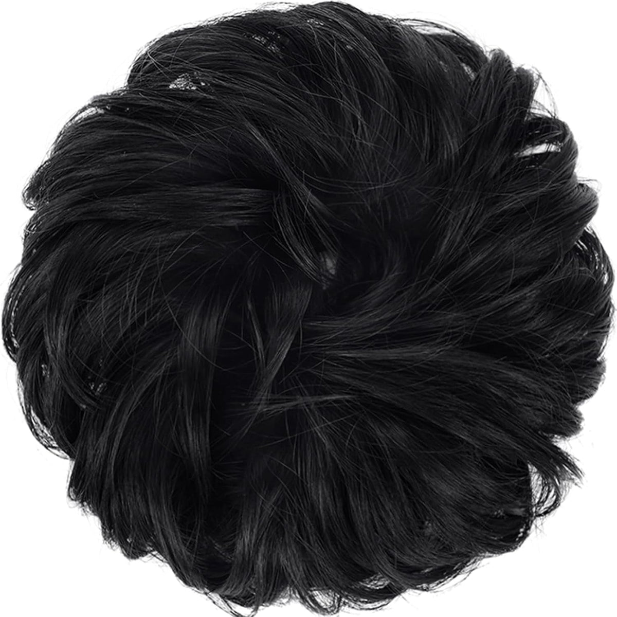 Messy Bun Hair Piece - Elastic Wavy Curly Hair Bun Scrunchies Extensions Synthetic Chignon Hairpieces for Women Girls, Black 1 PCS