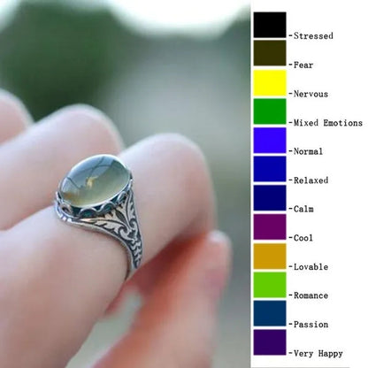 Elegant and Fashionable Retro Women's Ring, Women's Jewelry Accessories Inlaid with Temperature-sensitive Change of The Color of The Main Stone, Romantic Bride Engagement Wedding Rings, Christmas, Anniversary and Birthday Gifts for Her