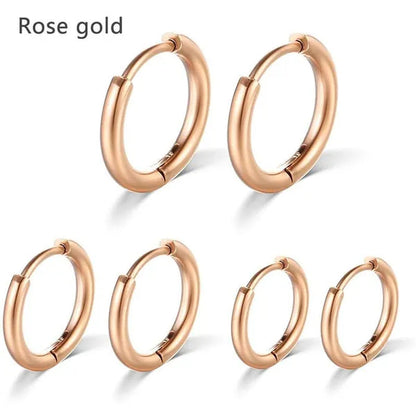 8Mm to 25Mm Unisex Stainless Steel Hoop Earring，Stainless Steel Ear Hoops Punk Style Ear Cartilage Hoop Earrings for Men and Women