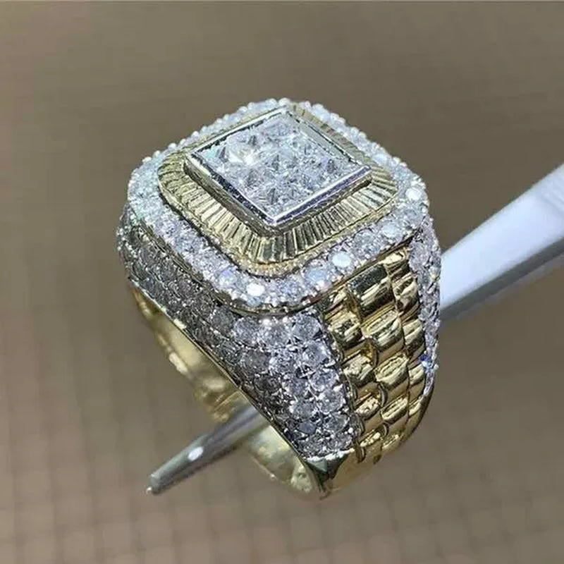 Business Men'S Fashion Natural White Sapphire Diamond Jewelry Boyfriend Gift Ring Anniversary Banquet Engagement Wedding Luxury Ring Jewelry Size 6-13