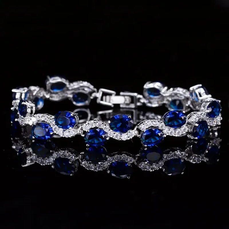 CANDICE Brilliant Multicolor Cubic Zirconia Crystal Pave Setting S Shaped Silver Plated Tennis Bracelets Bangles for Women New Summer Jewelry