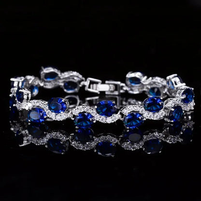 CANDICE Brilliant Multicolor Cubic Zirconia Crystal Pave Setting S Shaped Silver Plated Tennis Bracelets Bangles for Women New Summer Jewelry