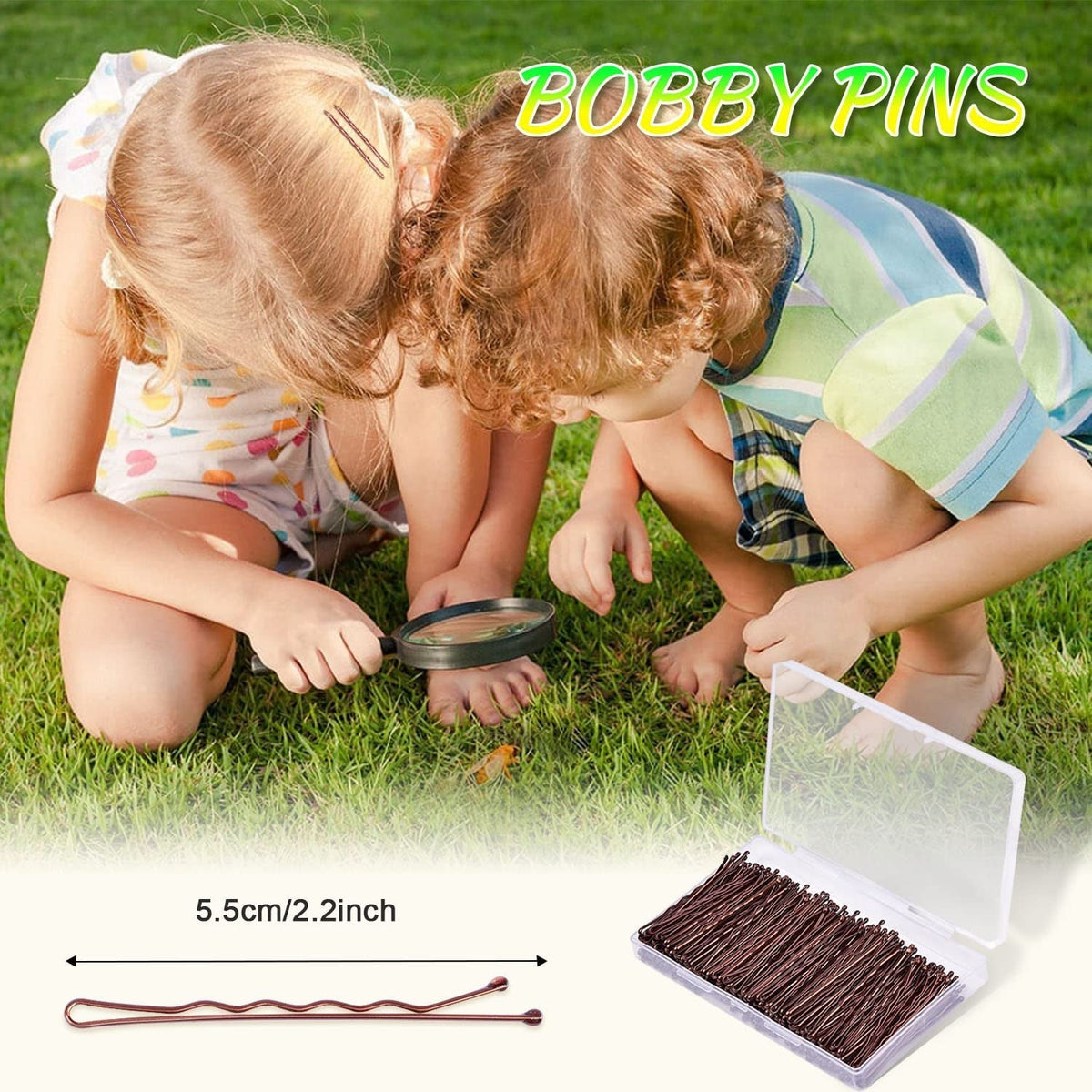Bobby Pins Brown, 240 Pcs Hair Pins for Women 2.2 Inches, Hair Accessories with Box
