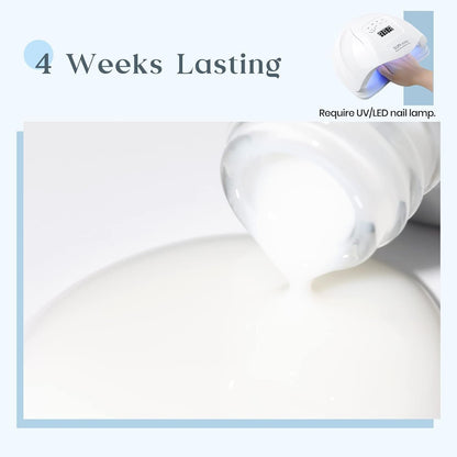 Milky White Gel Nail Polish, Jelly Sheer White Color Soak Off UV Gel Polish For Nail Art Salon French Manicure Home DIY 12mL 0.4 Fl Oz