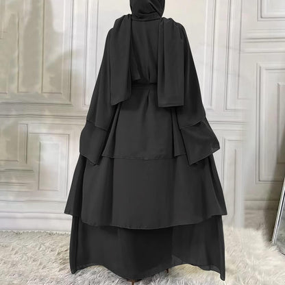 Abayas for Women Muslim Dubai Dress Solid Loose Fit Long Cardigan Islamic Kaftan Robe Open Front Maxi Length