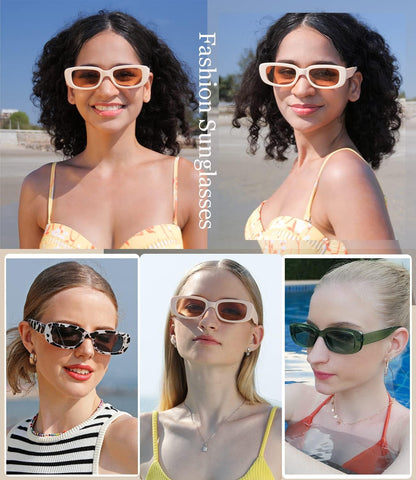 Rectangle Sunglasses for Women Men Trendy Retro Fashion Sunglasses UV 400 Protection Square Fram