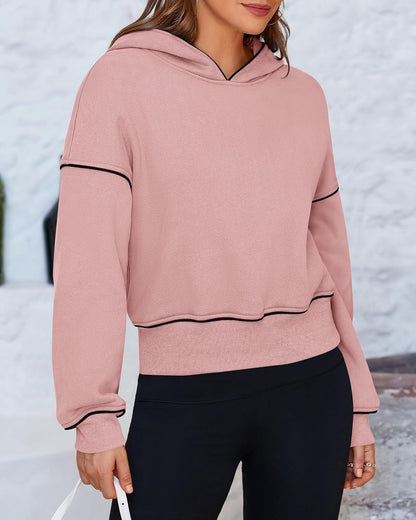 Women'S Casual Sweatshirt 2024 Fall Winter Clothes Long Sleeve Loose Fit Cropped Y2K Pullover Hoodies