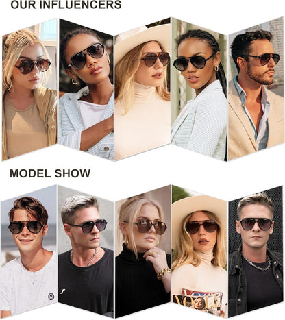 Classic Polarized Aviator Sunglasses for Women Men, Retro Trendy Aviators Shades SJ2201
