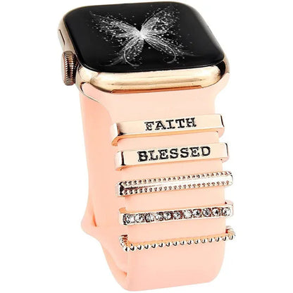Metal Charms Watch Band Decoration Ring For Apple Diamond Ornament For iwatch Bracelet Silicone Strap Jewelry Accessories
