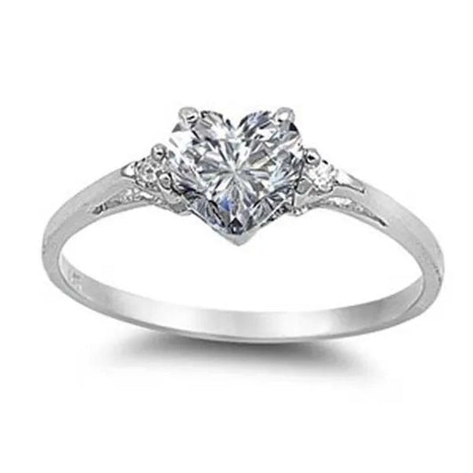 women's fashion silver Heart white sapphire Promise Ring  wedding rings for women size 6 7 8 9 10