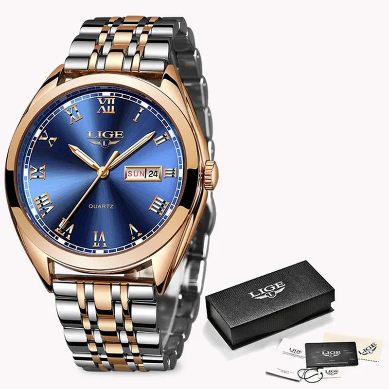 2019 LIGE New Rose Gold Women Watch Business Quartz Watch  Luxury Female Wrist Watch Girl Clock