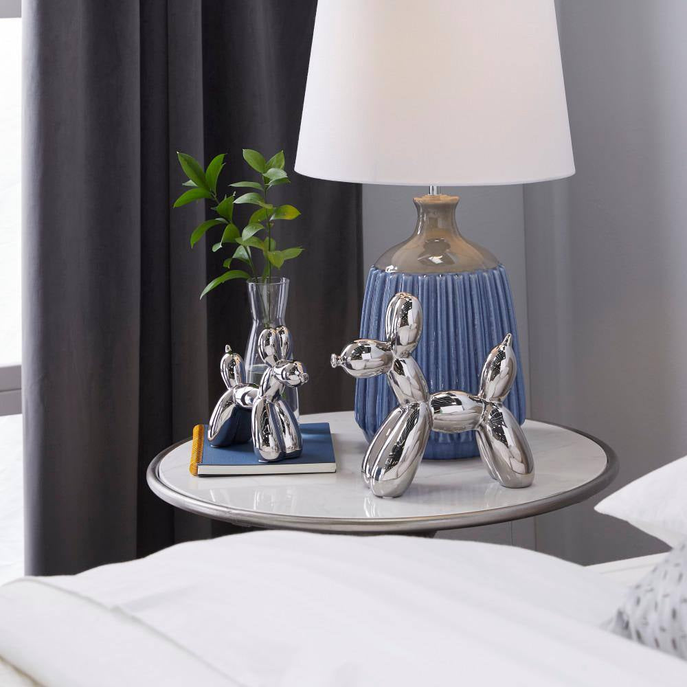 Silver Ceramic Balloon Dog Sculpture (Set of 2)
