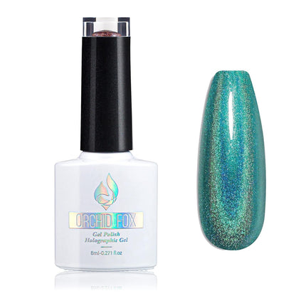 Holographic gel nail polish glitter: Led UV Gel Polish Sparkle Color Soak Off Nail Art Gel DIY Design Manicure 1 PCS 8ML Shiny Gold