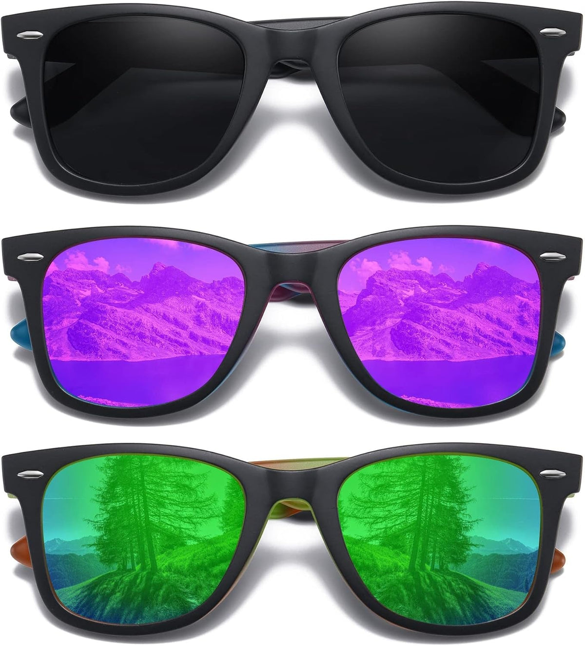 Retro Polarized Sunglasses for Women Men Classic Mirror Lens Driving Trendy Sun Glasses UV Protection (3 Pack)