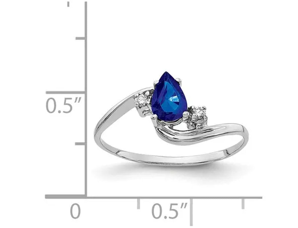 1/2 Carat Natural Blue Sapphire Ring in 14K White Gold