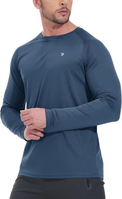 Mens Sun Protection Hiking Shirts Long Sleeve Water UPF 50+ SPF UV Shirts Lightweight Fishing Hiking Swimming