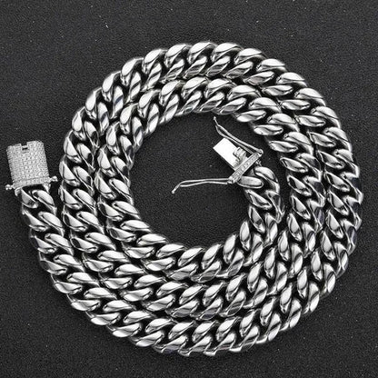 925 Silver Plated Chunky Necklace High Polished Stainless Steel Miami Curb Cuban Link Chain for Men 8/20/22/24/28/35 Inch (Quantity: 1Pcs)