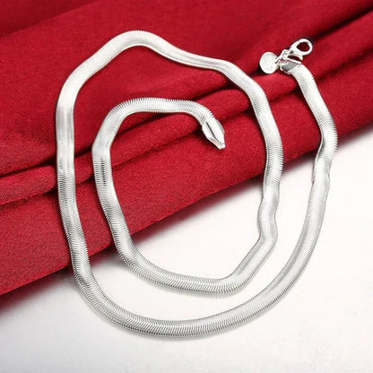 6Mm 925 Sterling Silver Flat Snake Bone Chain Necklace
