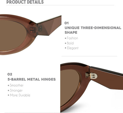 Oval Cat Eye Sunglasses for Women Retro Y2K Style MS52372