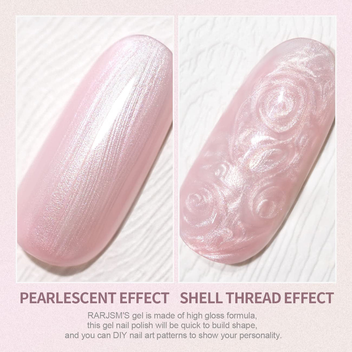 Pearl Gel Nail Polish, Light Pink Glitter Drawing Gel Polish Soak off UV Shimmer Mermaid Nail Gel for Salon Home DIY Manicure Use